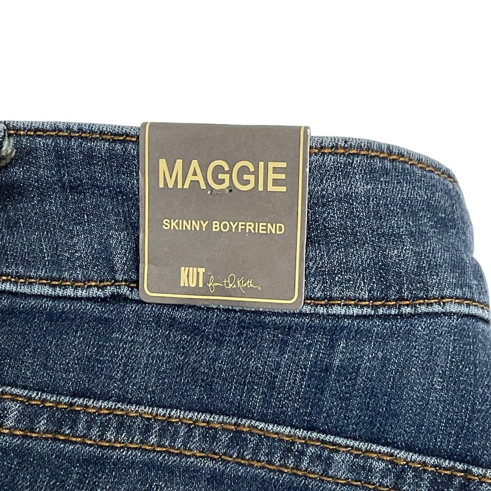 KUT from The Kloth Jeans Women's Size 4 Blue Maggie Skinny Boyfriend Crop Denim - Picture 6 of 11